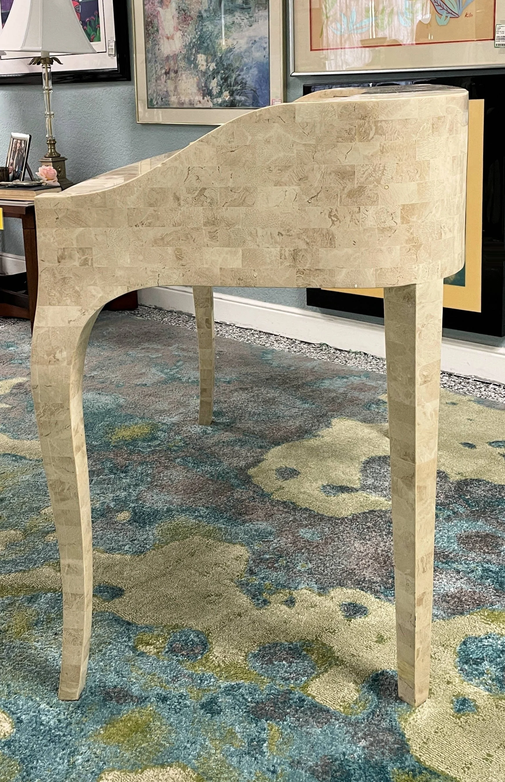 Maitland Smith メイトランドスミス　ストーンタイル　ストーンデスク Encore Furniture Gallery-Maitland Smith Tessellated Stone Writing Desk